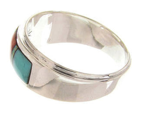 Multicolor Inlay Sterling Silver Southwestern Ring Size 5-1/2 PS58306